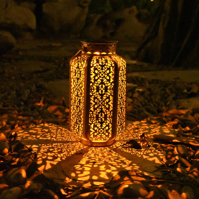 Solar Hexagonal Metal Lantern Outdoor Solar Lanterns Solar Lanterns for Outside Hanging Garden Decor for Outside Lanterns Decorative Outdoor Metal OL2005